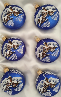 Sada vánočních medailonů MODRÁ VÍSKA 6 ks 